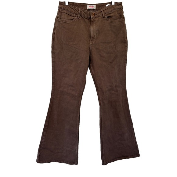 Wrangler Denim - Wrangler Jeans 12 X 31 Brown High Rise Fierce Flare Denim Rodeo cowgirl Retro